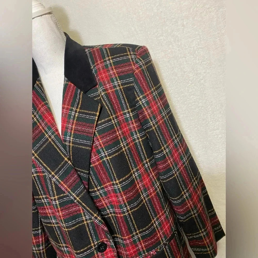 Sellecca Vintage Plaid Blazer With Velvet Collar Women’s Size 14 NWT - Picture 2 of 12